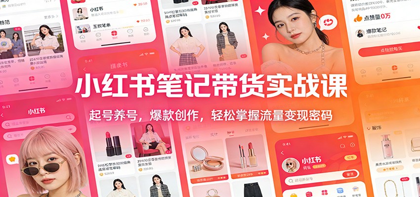 小红书笔记带货实战课：起号养号，爆款创作，轻松掌握流量变现密码-乐码云集
