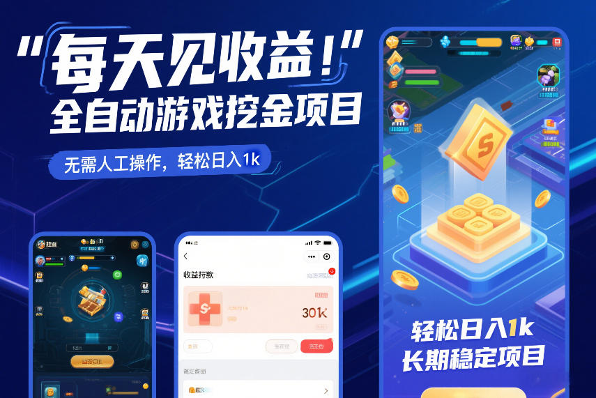 每天见收益，全自动游戏挖金项目，无需人工操作，轻松日入1k，长期稳定项目【揭秘】-乐码云集