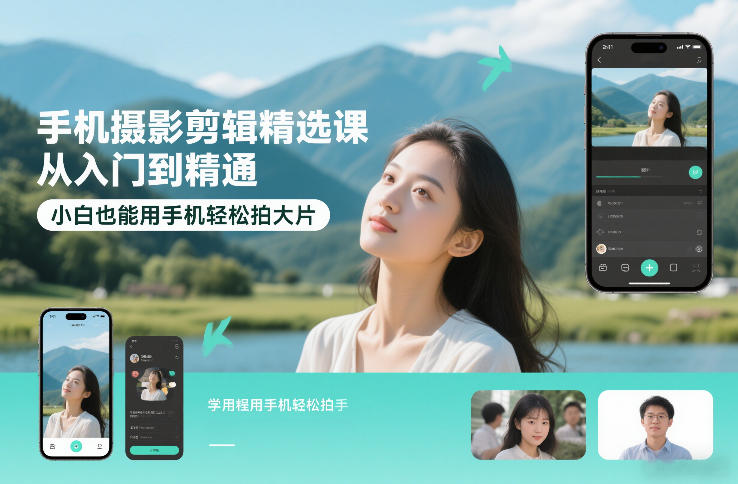 手机摄影剪辑精选课，从入门到精通，小白也能用手机轻松拍大片-乐码云集