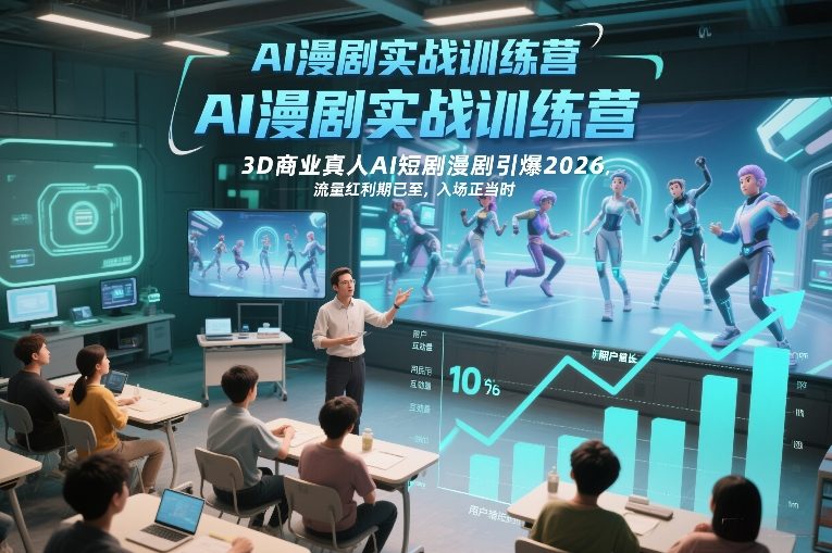 AI漫剧实战训练营，3D商业真人AI短剧漫剧引爆2026，流量红利期已至，入场正当时-乐码云集
