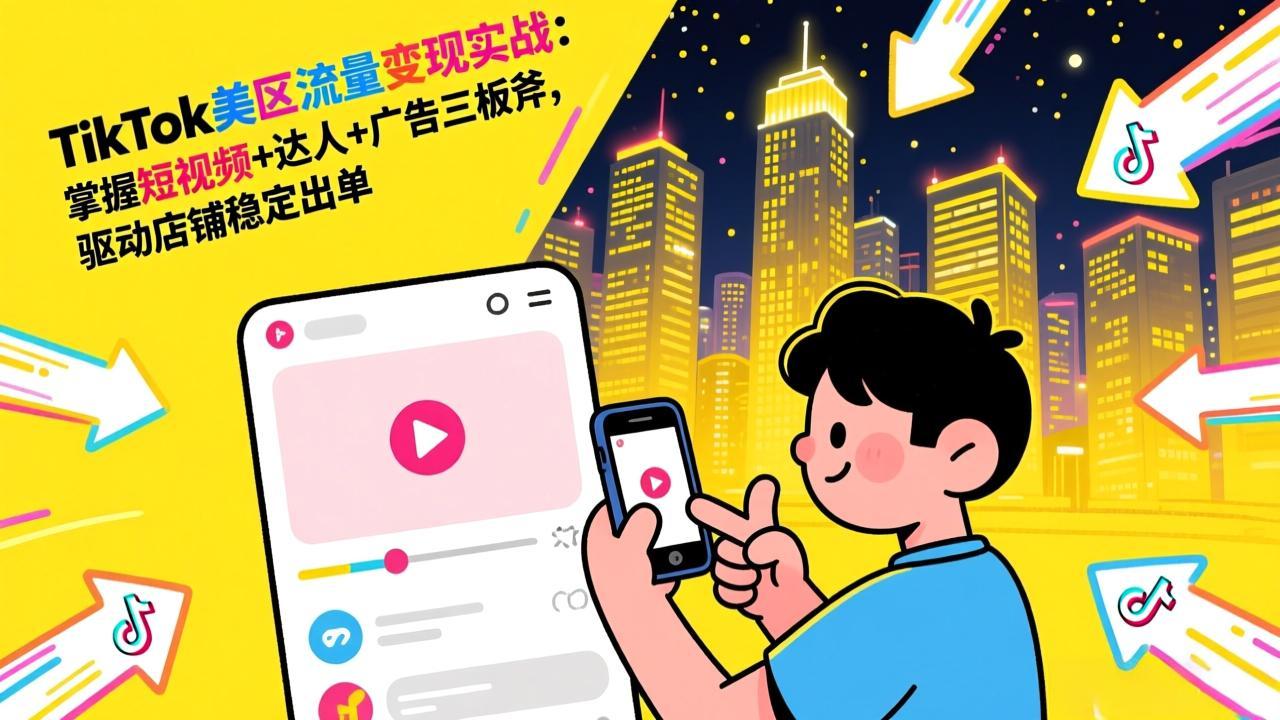 TikTok美区流量变现实战：掌握短视频+达人+广告三板斧，驱动店铺稳定出单-乐码云集