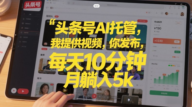 头条号AI托管，我提供视频，你发布，每天10分钟，月躺入5k+【揭秘】-乐码云集