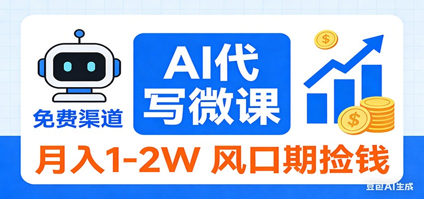 2026告别打工！AI 代写微课，提供免费渠道，月入 1-2W 风口期捡钱-乐码云集