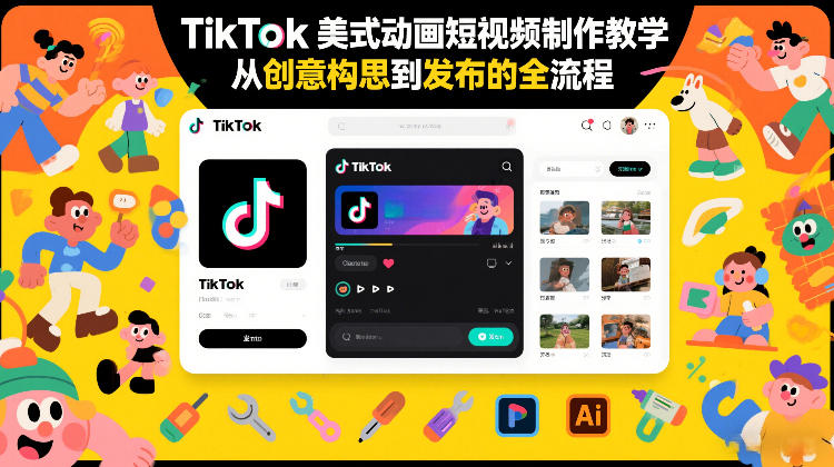 TikTok美式动画短视频制作教学，从创意构思到发布的全流程-乐码云集