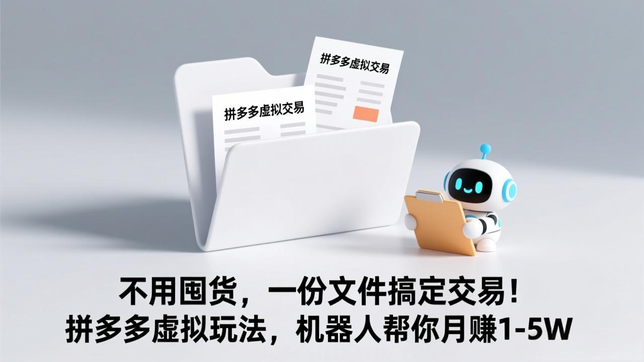 不用囤货，一份文件搞定交易！拼多多虚拟玩法，机器人帮你月赚 1-5W-乐码云集
