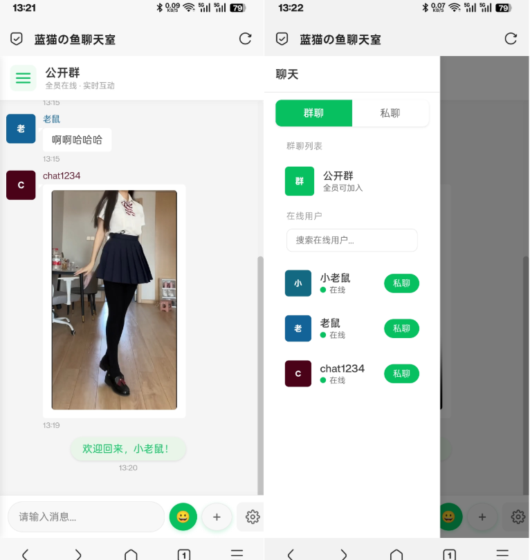 PHP实时消息聊天室源码 聊天APP源码 H5网页聊天室 PHP+WebSocket-乐码云集