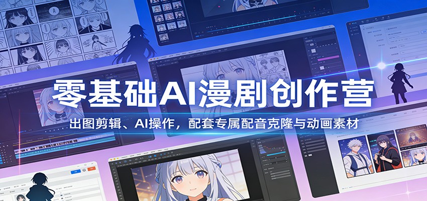 零基础AI漫剧创作营：出图剪辑、AI操作，配套专属配音克隆与动画素材-乐码云集