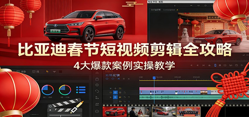 比亚迪春节短视频剪辑全攻略，4大爆款案例实操教学-乐码云集