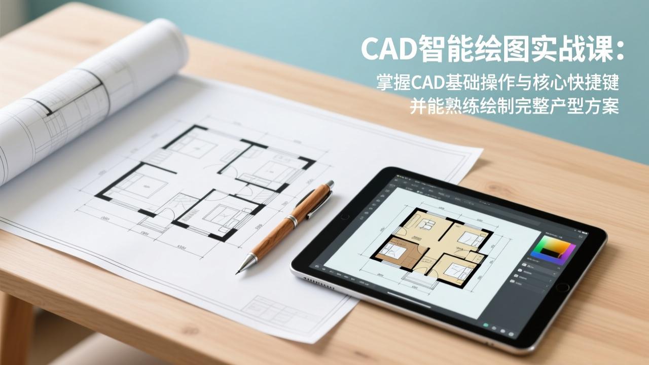 CAD智能绘图实战课：掌握CAD基础操作与核心快捷键，并能熟练绘制完整户型方案-乐码云集
