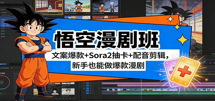 悟空漫剧班：文案爆款+Sora2抽卡+配音剪辑，新手也能做爆款漫剧-乐码云集