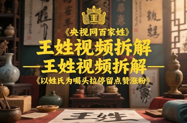 央视网百家姓–王姓视频拆解，以姓氏为噱头拉停留点赞涨粉-乐码云集