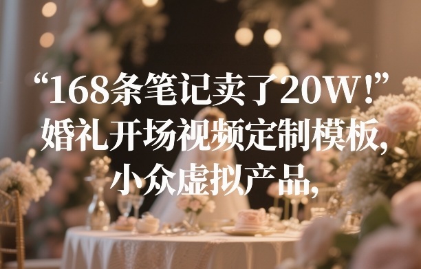 168条笔记卖了20W！婚礼开场视频定制模板，小众虚拟产品-乐码云集