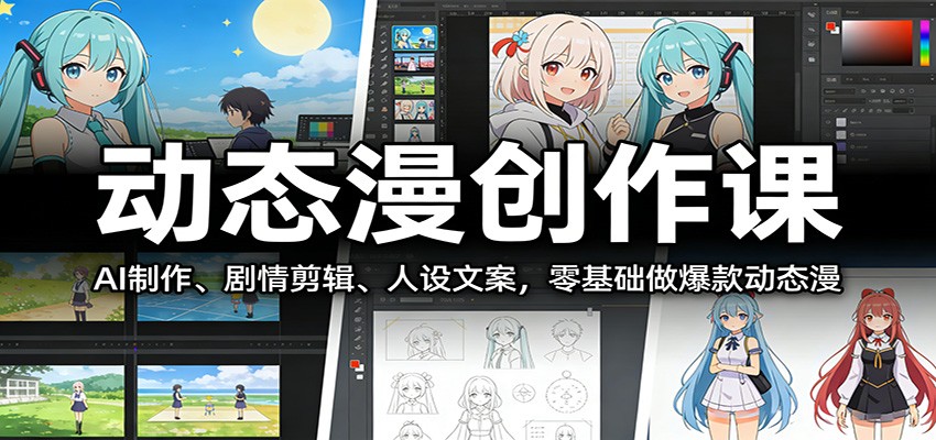 动态漫创作课：AI制作、剧情剪辑、人设文案，零基础做爆款动态漫-乐码云集