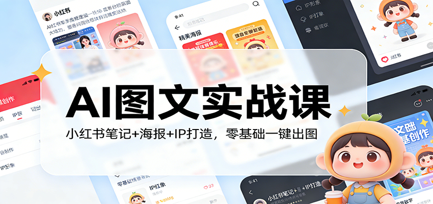 AI图文实战课：小红书笔记+海报+IP打造，零基础一键出图-乐码云集
