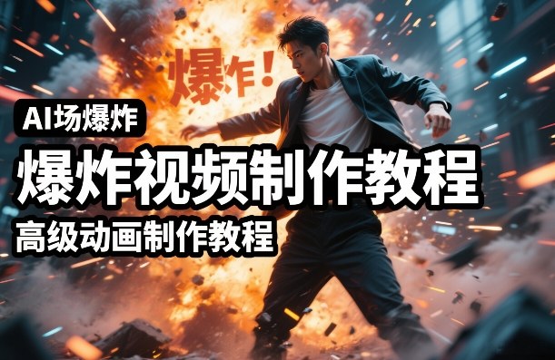 AI场景爆炸视频制作教程，利用人物实拍视频制作出高级的动画特效-乐码云集