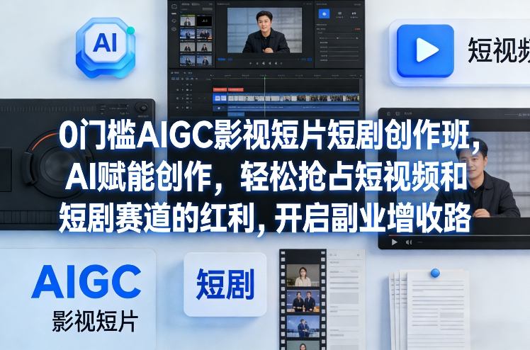 0门槛AIGC影视短片短剧创作班，AI赋能创作，轻松抢占短视频和短剧赛道的红利，开启副业增收路-乐码云集