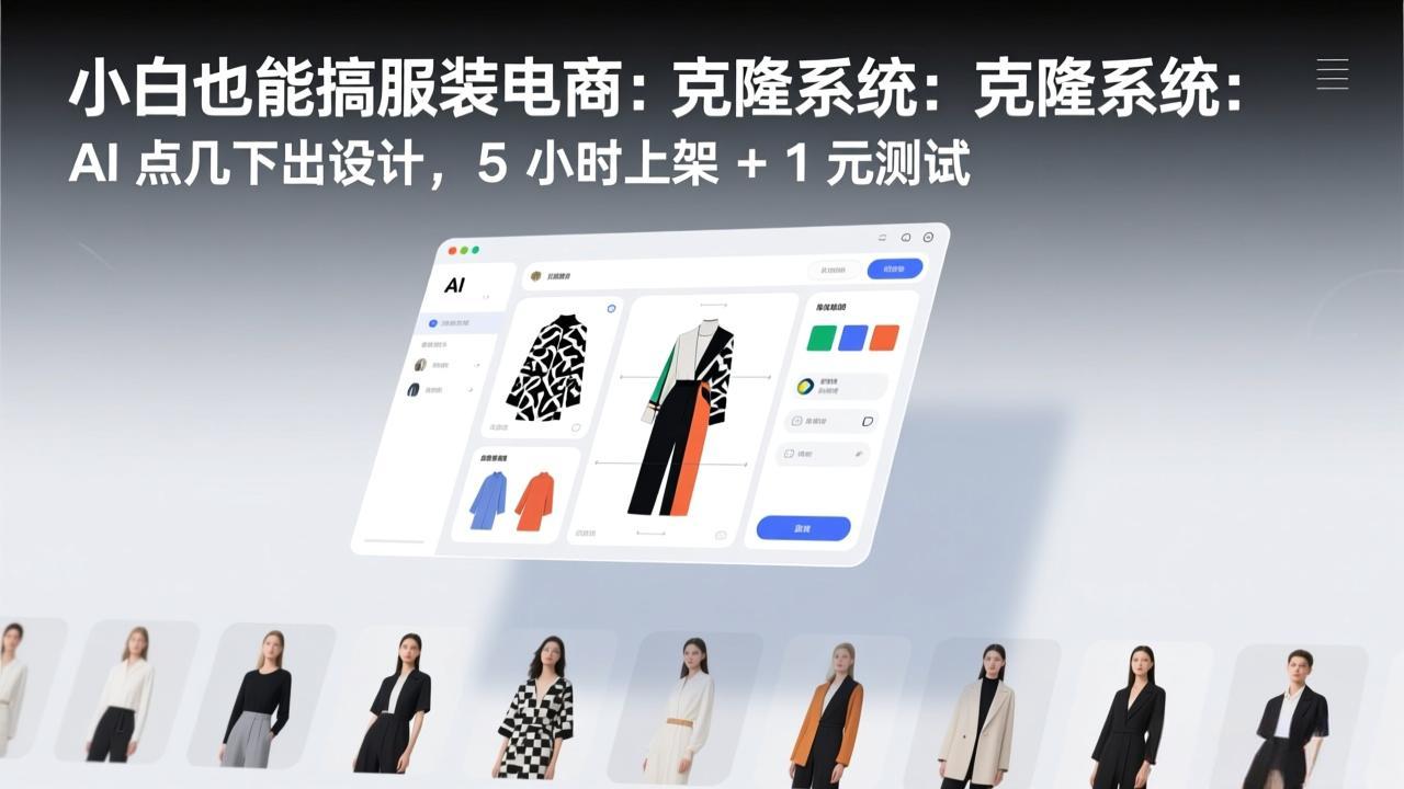 小白也能搞服装电商：克隆系统：AI 点几下出设计，5 小时上架 + 1 元测试-乐码云集