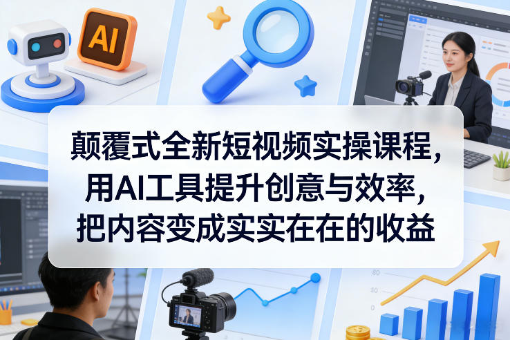颠覆式全新短视频实操课程，用AI工具提升创意与效率，把内容变成实实在在的收益-乐码云集