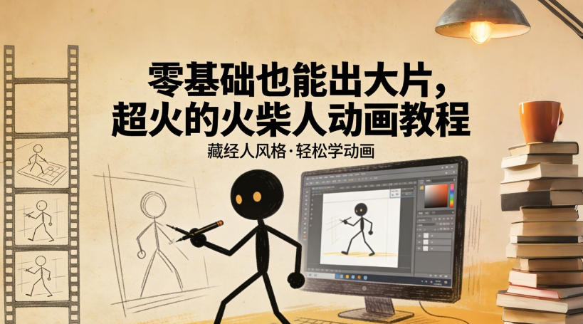 零基础也能出大片，超火的火柴人动画教程(藏经人风格)-乐码云集