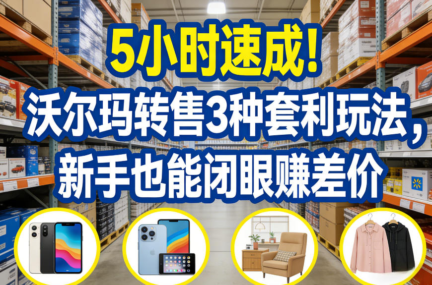5小时速成！沃尔玛转售3种套利玩法，新手也能闭眼賺差价-乐码云集