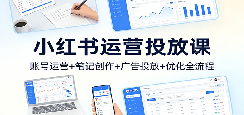 小红书运营投放课：账号运营+笔记创作+广告投放+优化全流程-乐码云集