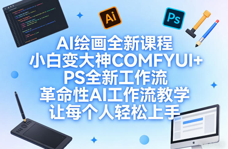 AI绘画全新课程，小白变大神COMFYUI+PS全新工作流，革命性AI工作流教学，让每个人轻松上手-乐码云集