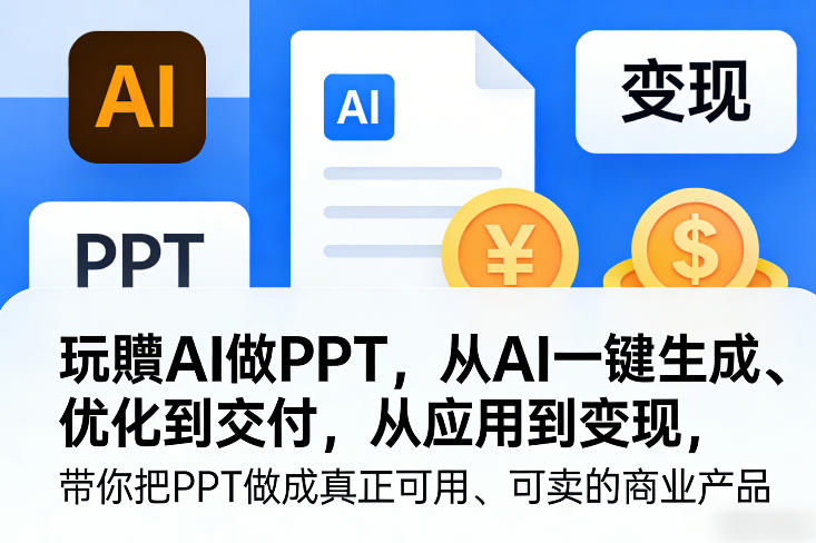 玩賺AI做PPT，从AI一键生成、优化到交付，从应用到变现，带你把PPT做成真正可用、可卖的商业产品-乐码云集