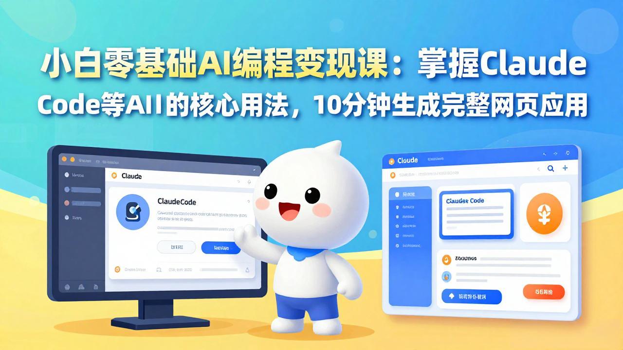 小白零基础AI编程变现课：掌握Claude Code等AI工具的核心用法，10分钟生成完整网页应用-乐码云集