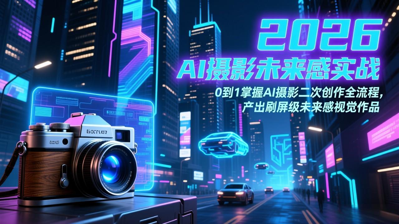 2026 AI摄影未来感实战：0到1掌握AI摄影二次创作全流程，产出刷屏级未来感视觉作品-乐码云集