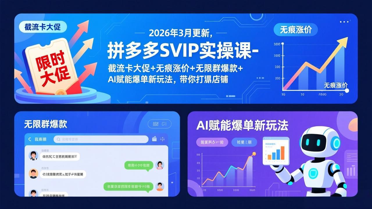 拼多多SVIP实操课-26年3月，截流卡大促+无痕涨价+无限群爆款+AI赋能爆单新玩法，带你打爆店铺-乐码云集