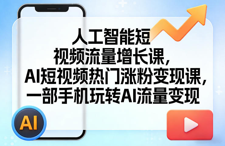 人工智能短视频流量增长课，AI短视频热门涨粉变现课，一部手机玩转AI流量变现-乐码云集