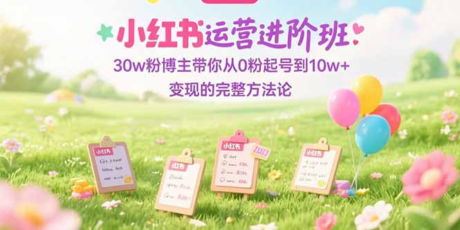小红书运营进阶班：30w粉博主带你从0粉起号到10w+变现的完整方法论-乐码云集