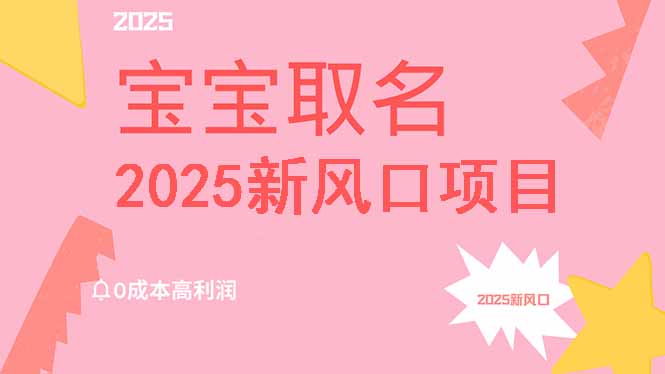 2025新风口项目宝宝取名，0成本高利润，附保姆级教程，月入过万不是梦-乐码云集