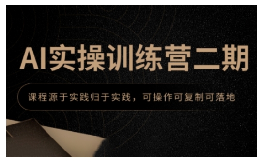 AI实操训练营二期，课程源于实践归于实践，可操作可复制可落地-乐码云集