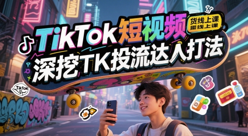 TikTok短视频带货线上课，深挖TK投流达人打法-乐码云集
