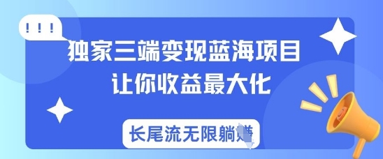 独家三端变现蓝海项目，让你收益最大化，长尾流无限躺挣-乐码云集
