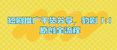 短剧推广干货分享，豹剧 1:1原创全流程-乐码云集
