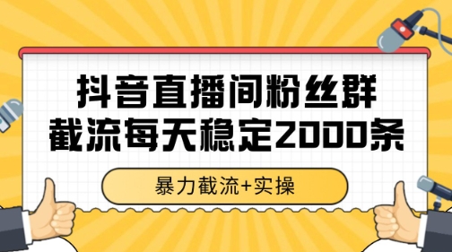 抖音直播间粉丝群暴力截流，一台电脑每天稳定2000条数据【揭秘】-乐码云集