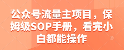 公众号流量主项目，保姆级SOP手册，看完小白都能操作-乐码云集