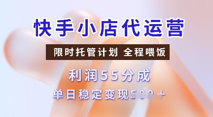 快手小店代运营，限时托管计划，收益55分，单日稳定变现多张【揭秘】-乐码云集