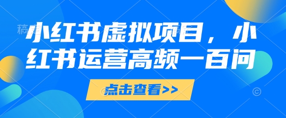 小红书虚拟项目，小红书运营高频一百问【文档】-乐码云集