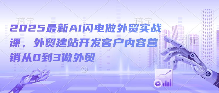 2025最新AI闪电做外贸实战课，外贸建站开发客户内容营销从0到3做外贸-乐码云集
