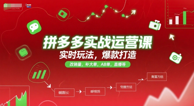 拼多多实战运营课，实时玩法，爆款打造，改销量，补大单，AB单，直播等(更新2025月)-乐码云集