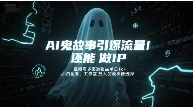 AI鬼故事引爆流量，还能做IP，视频号多渠道收益单日1k+，小白副业、工作室放大的最佳选择-乐码云集