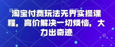 淘宝付费玩法无界实操课程，高价解决一切烦恼，大力出奇迹-乐码云集