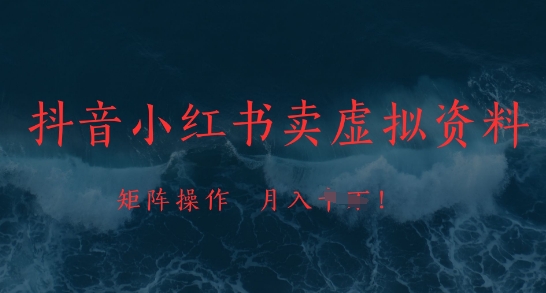抖音小红书卖虚拟资料，市场需求一直存在，矩阵操作，月入1w+-乐码云集