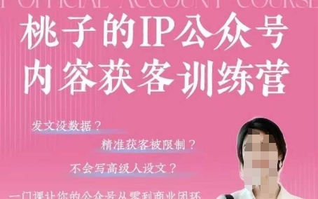 桃子IP公众号内容获客训练营(第3期)，一门让你公众号从0到商业闭环的课程-乐码云集