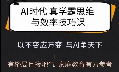 Ai时代真学霸思维与学习方法课，有格局且接地气，家庭教育有力参考-乐码云集