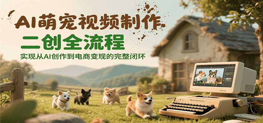AI萌宠视频制作二创全流程，实现从AI创作到电商变现的完整闭环-乐码云集
