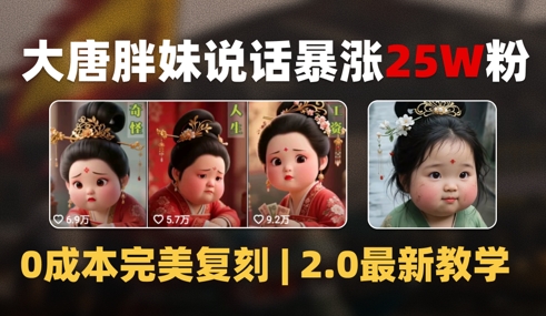 AI大唐胖贵妃说话2.0，40条视频暴涨40w粉，附独家变现攻略-乐码云集